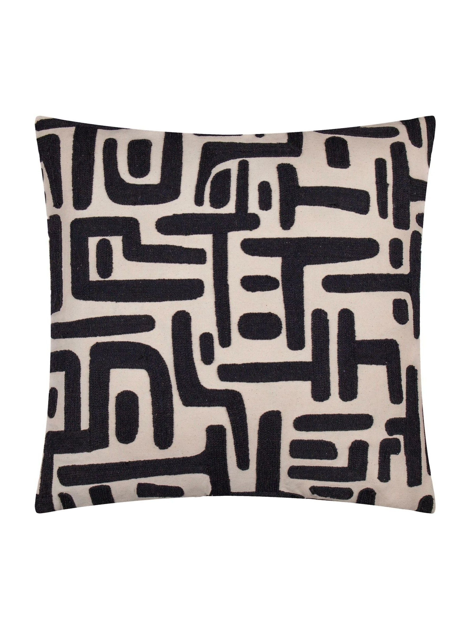 HÖEM black embroidered cushion 45x45cm (British brand)