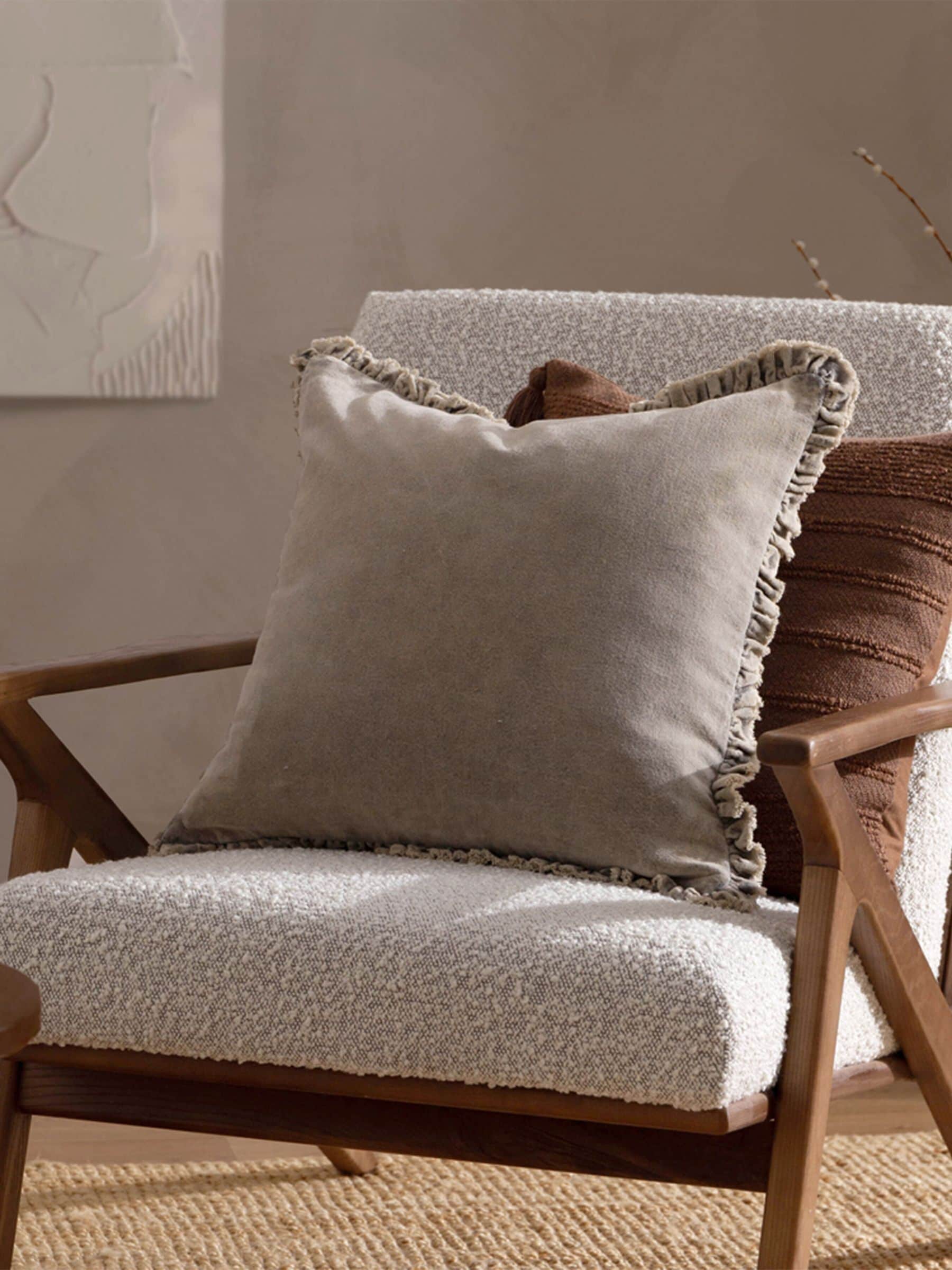 Yard Taupe Bertie Washed Cotton Velvet Cushion