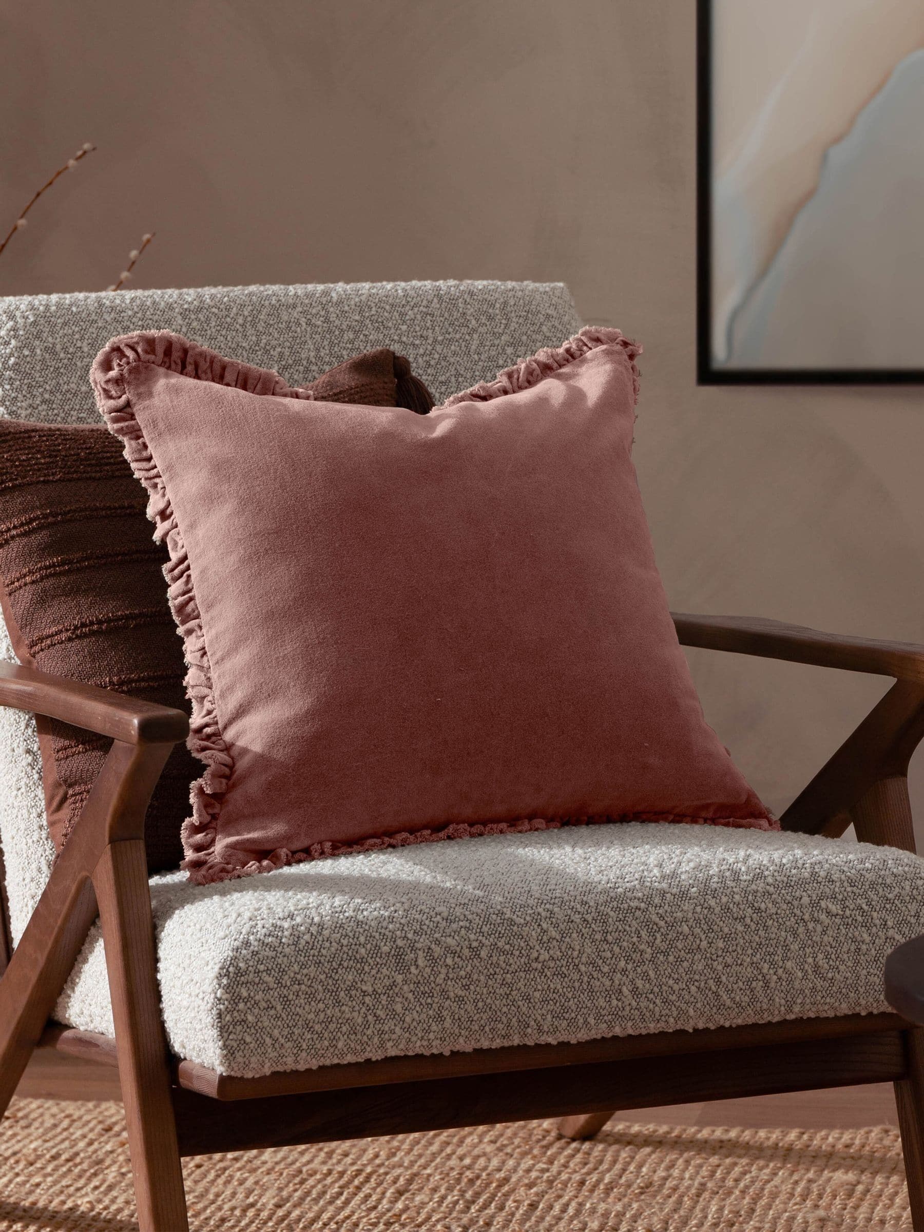 Yard Rosewood Pink Bertie Washed Cotton Velvet Cushion
