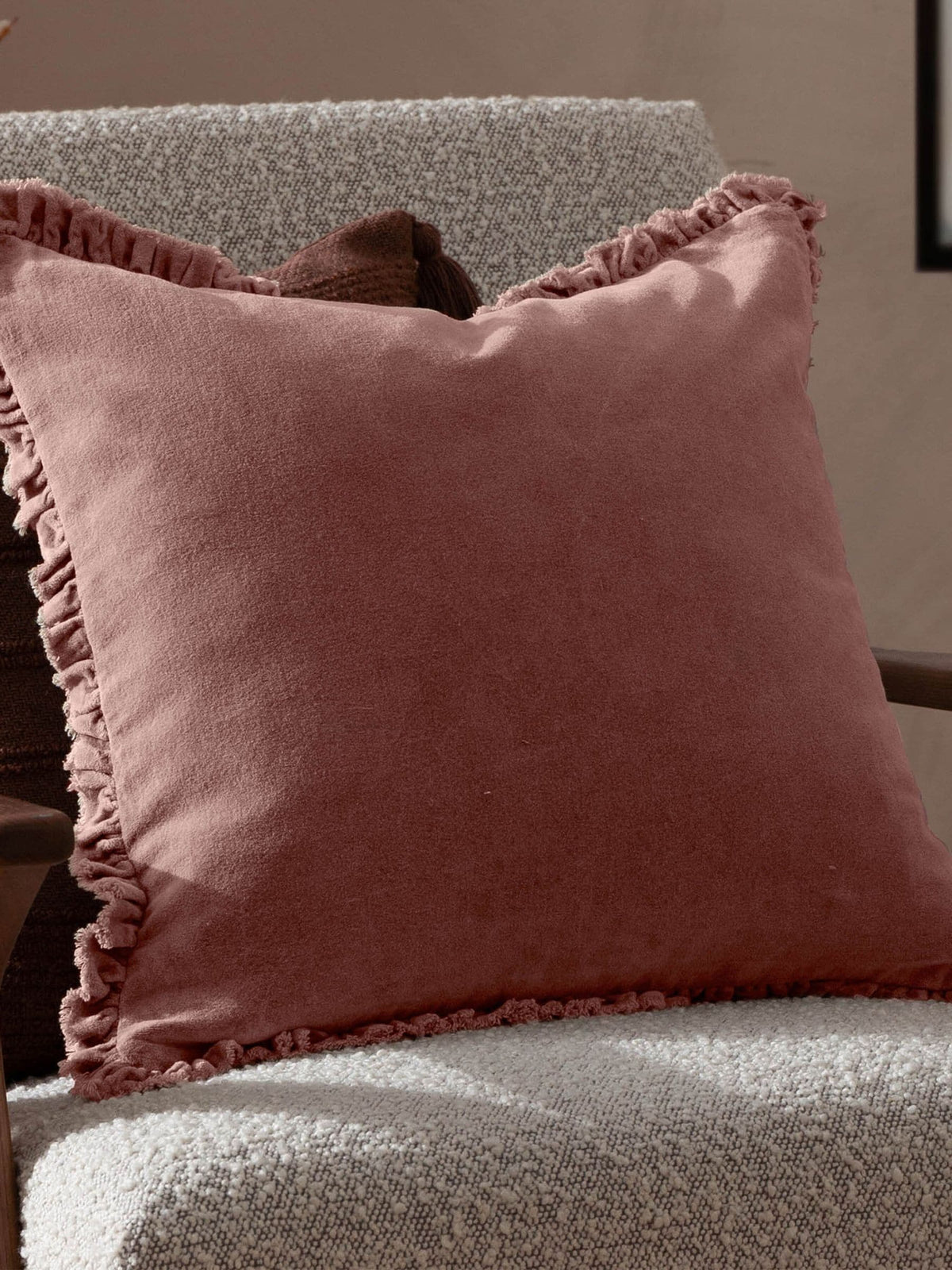 Yard Rosewood Pink Bertie Washed Cotton Velvet Cushion