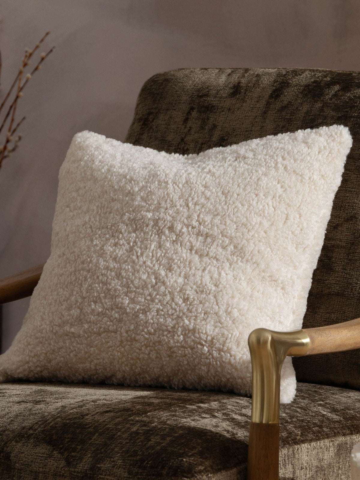 Yard Natural Olann Faux Shearling Cushion