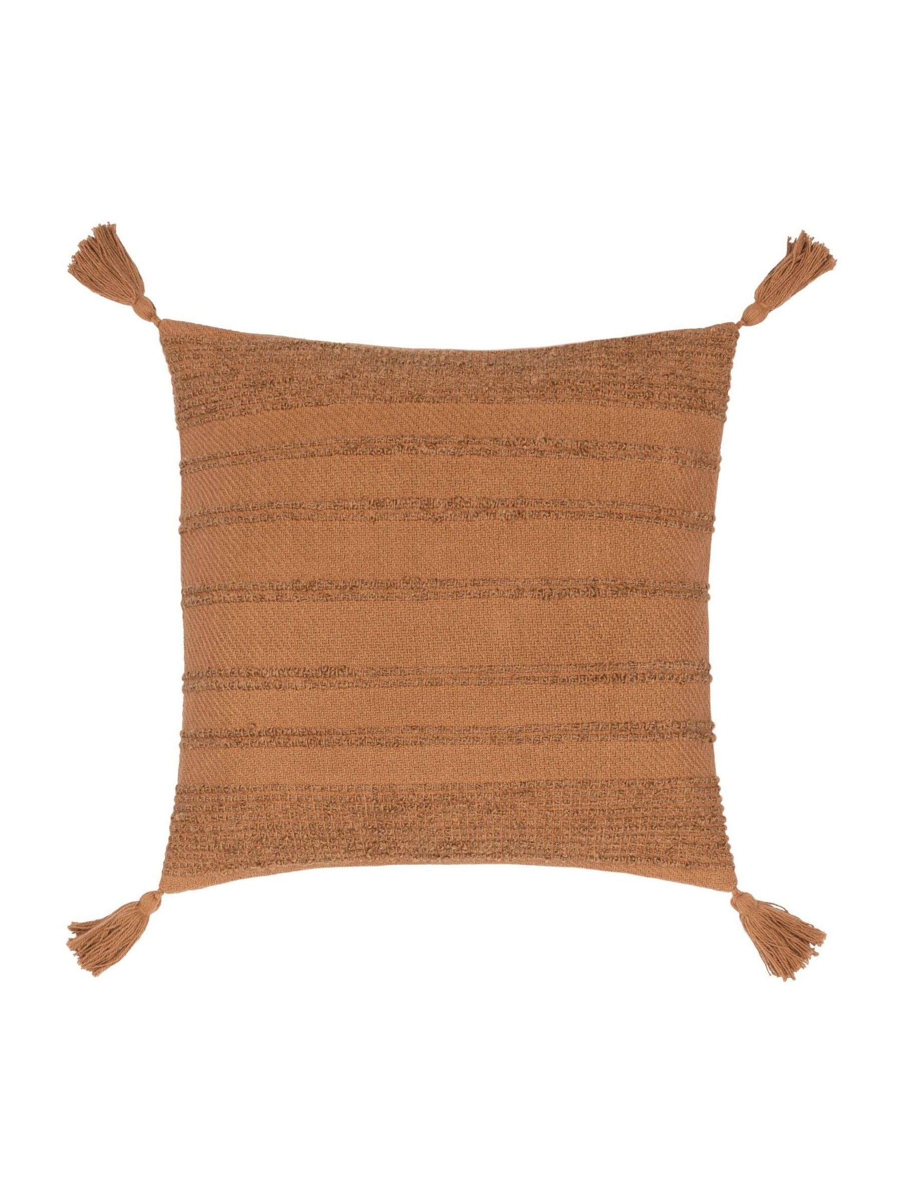 Yard Stone Larch woven tasselled cushion 45cm, imported from the UK
