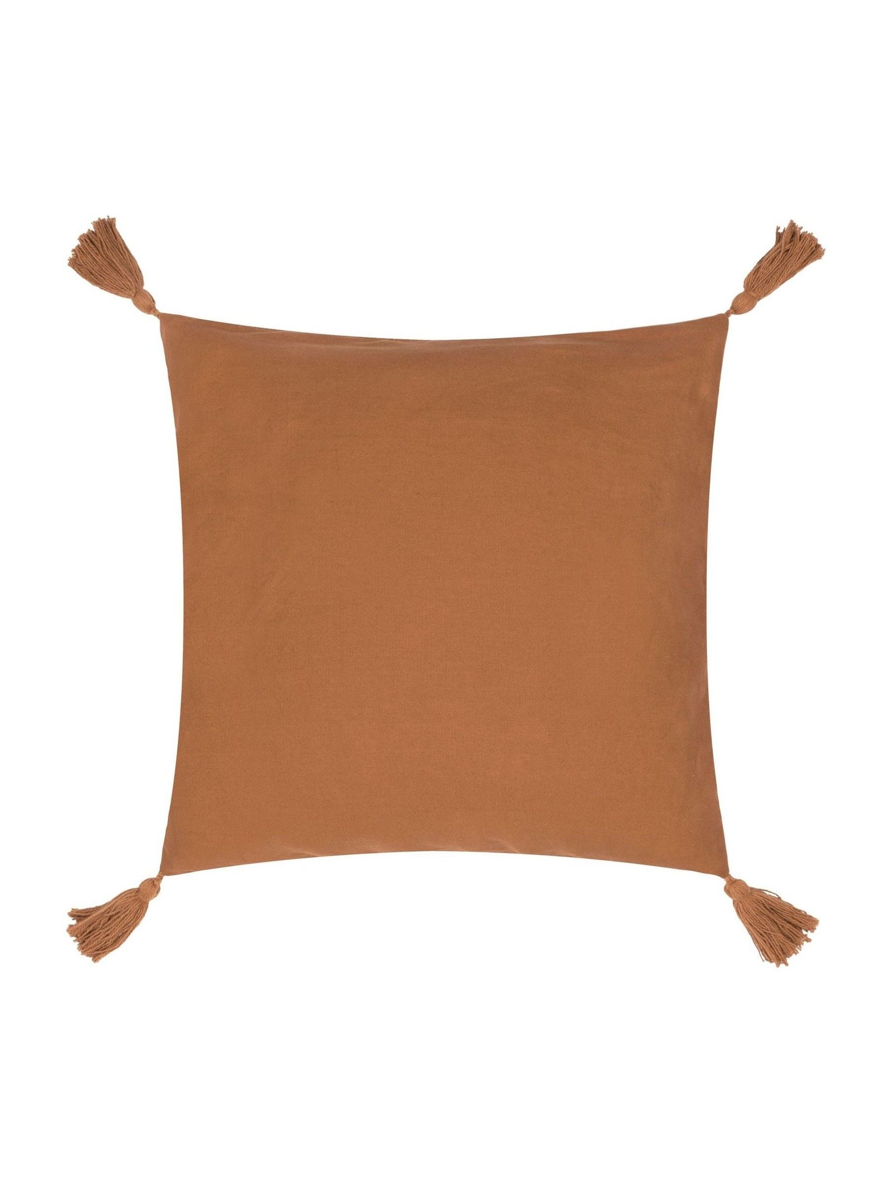 Yard Stone Larch woven tasselled cushion 45cm, imported from the UK