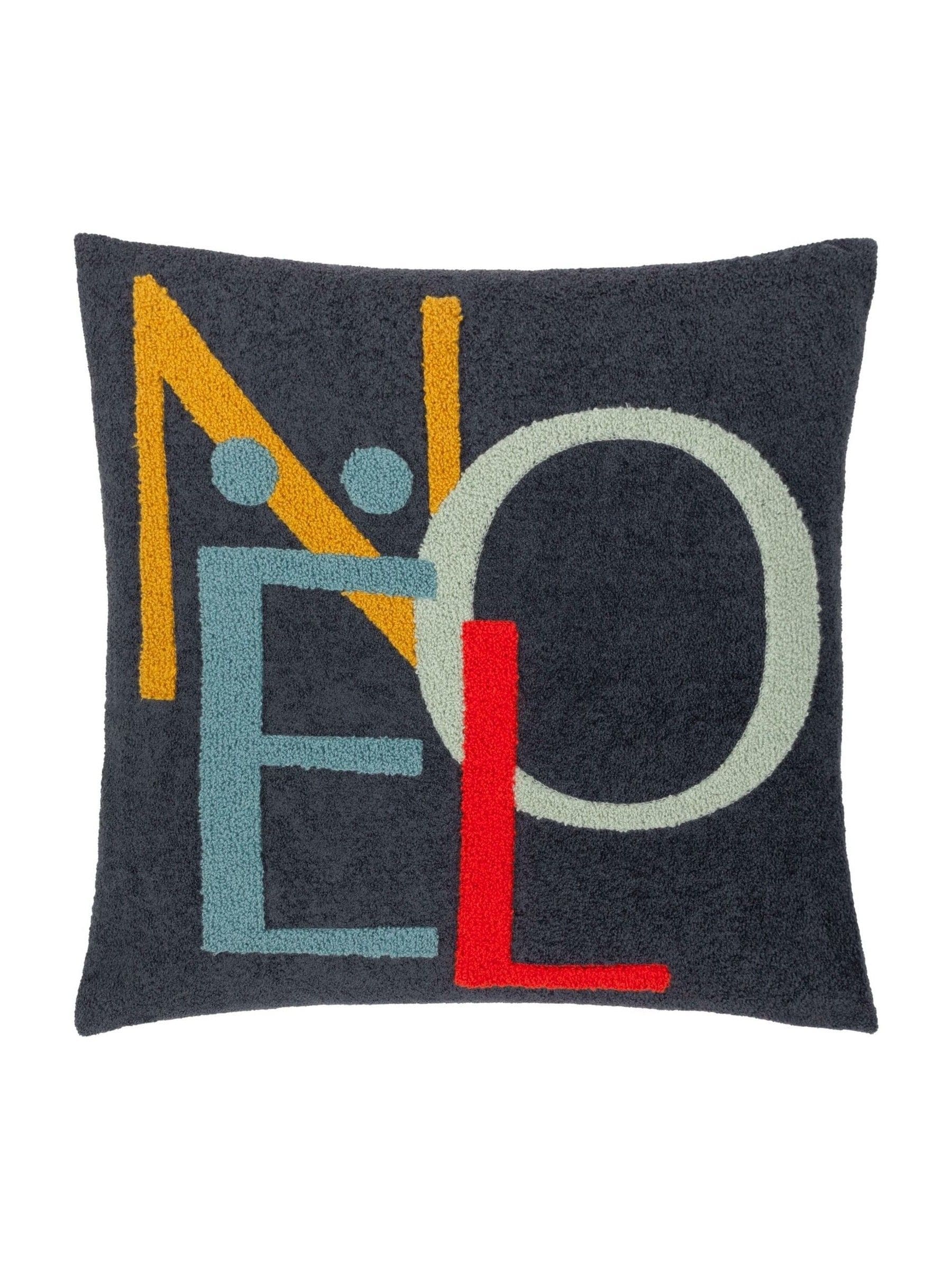 Evans Lichfield Blue Christmas Noel tufted cushion 45cm, imported from the UK