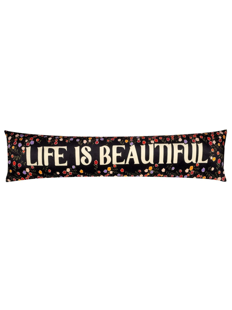 Furn multicolour Life Is Beautiful velvet draught excluder, imported from the UK