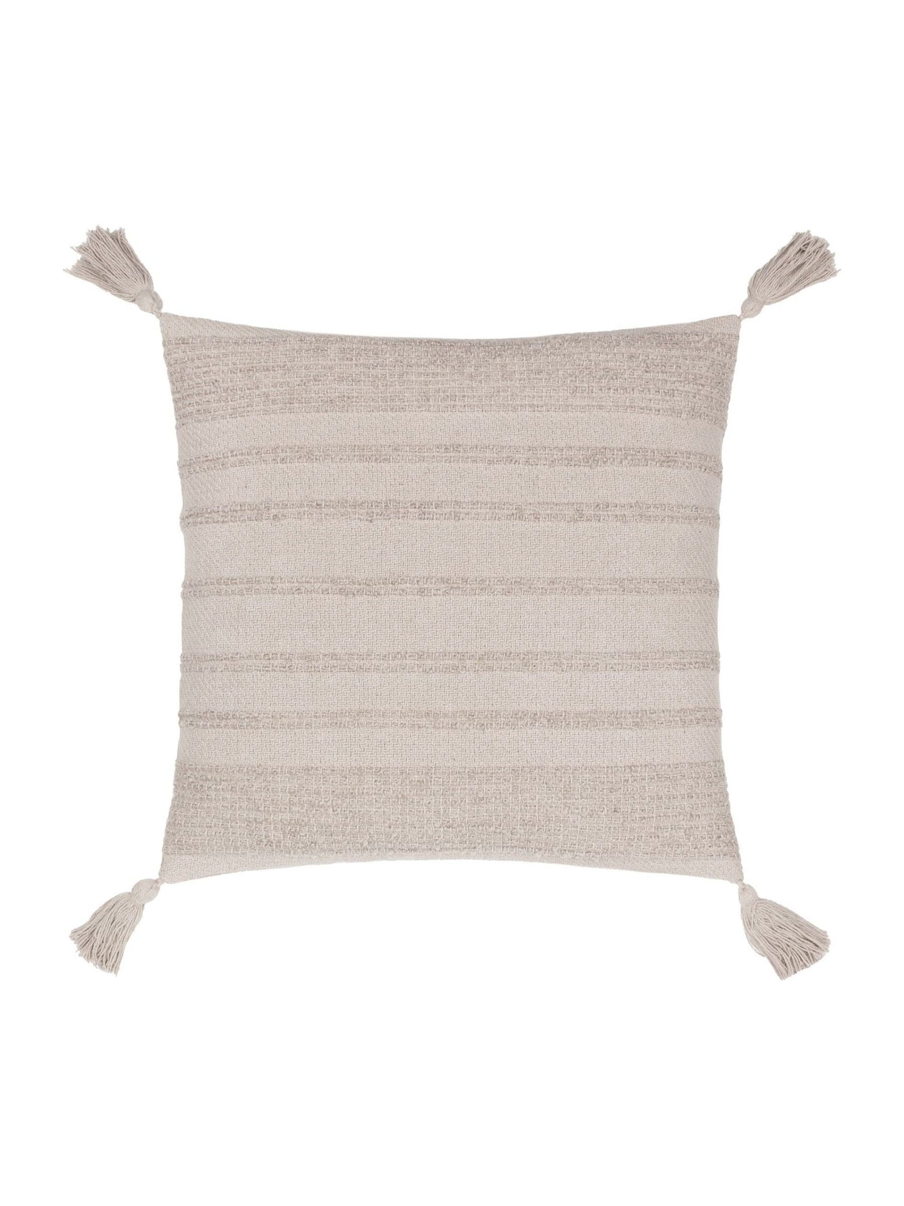 Yard Stone Larch woven tasselled cushion 45cm, imported from the UK