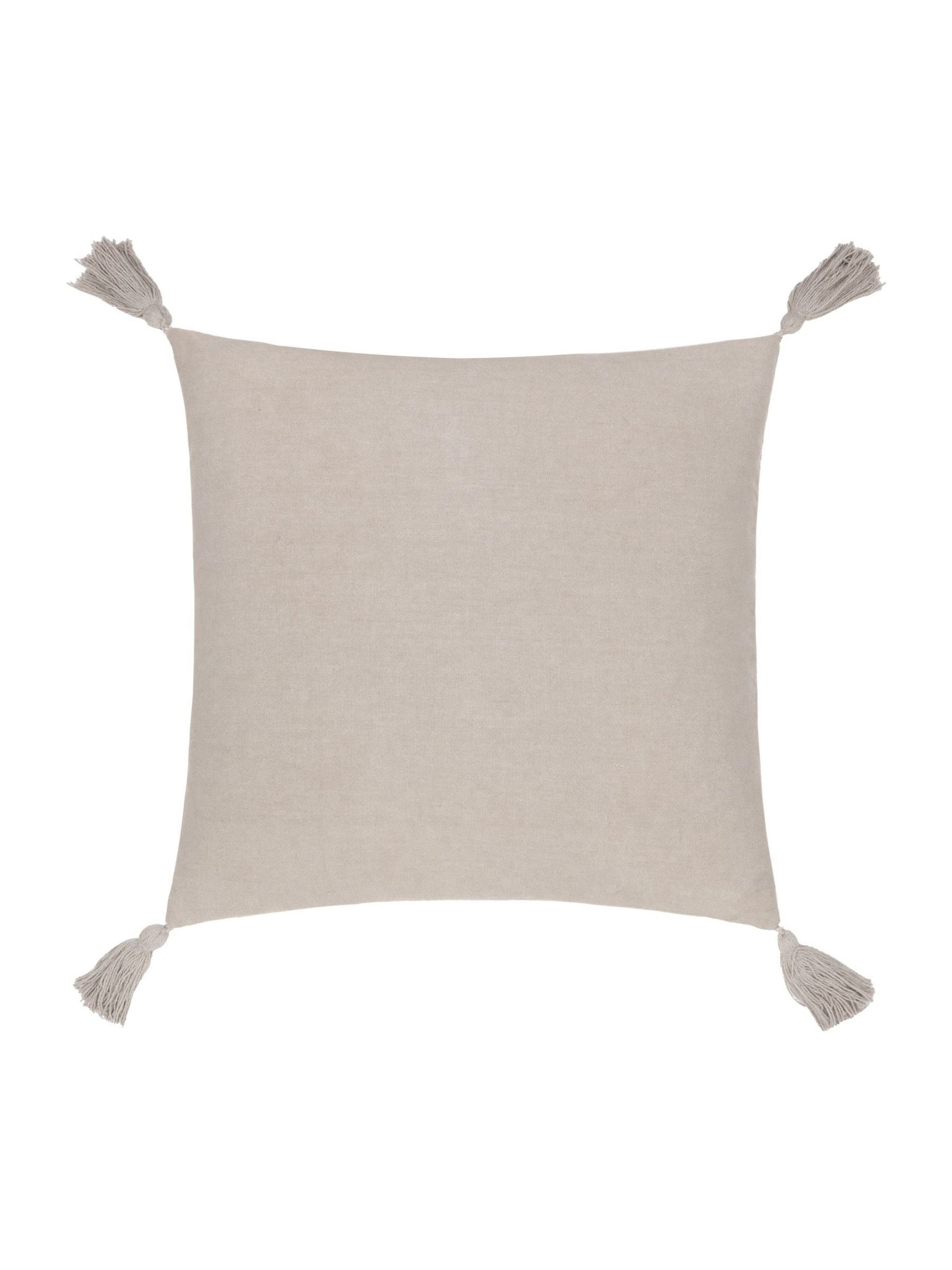 Yard Stone Larch woven tasselled cushion 45cm, imported from the UK
