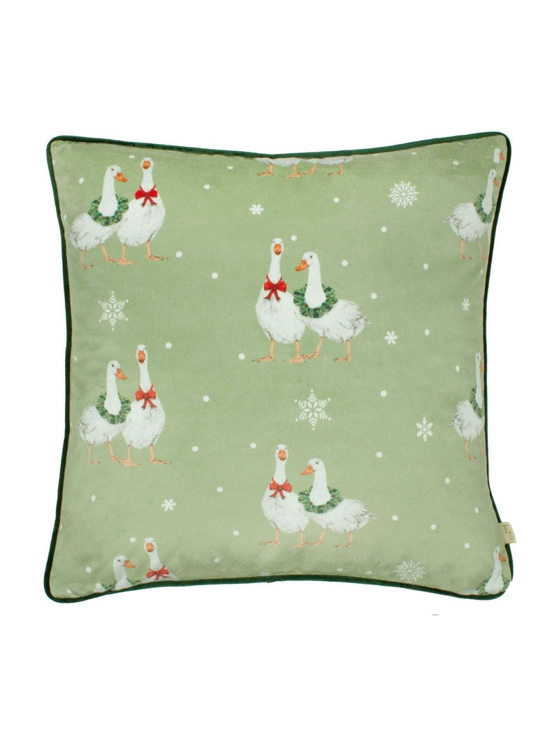 Evans Lichfield Christmas Winter Geese velvet cushion 43cm (British brand)