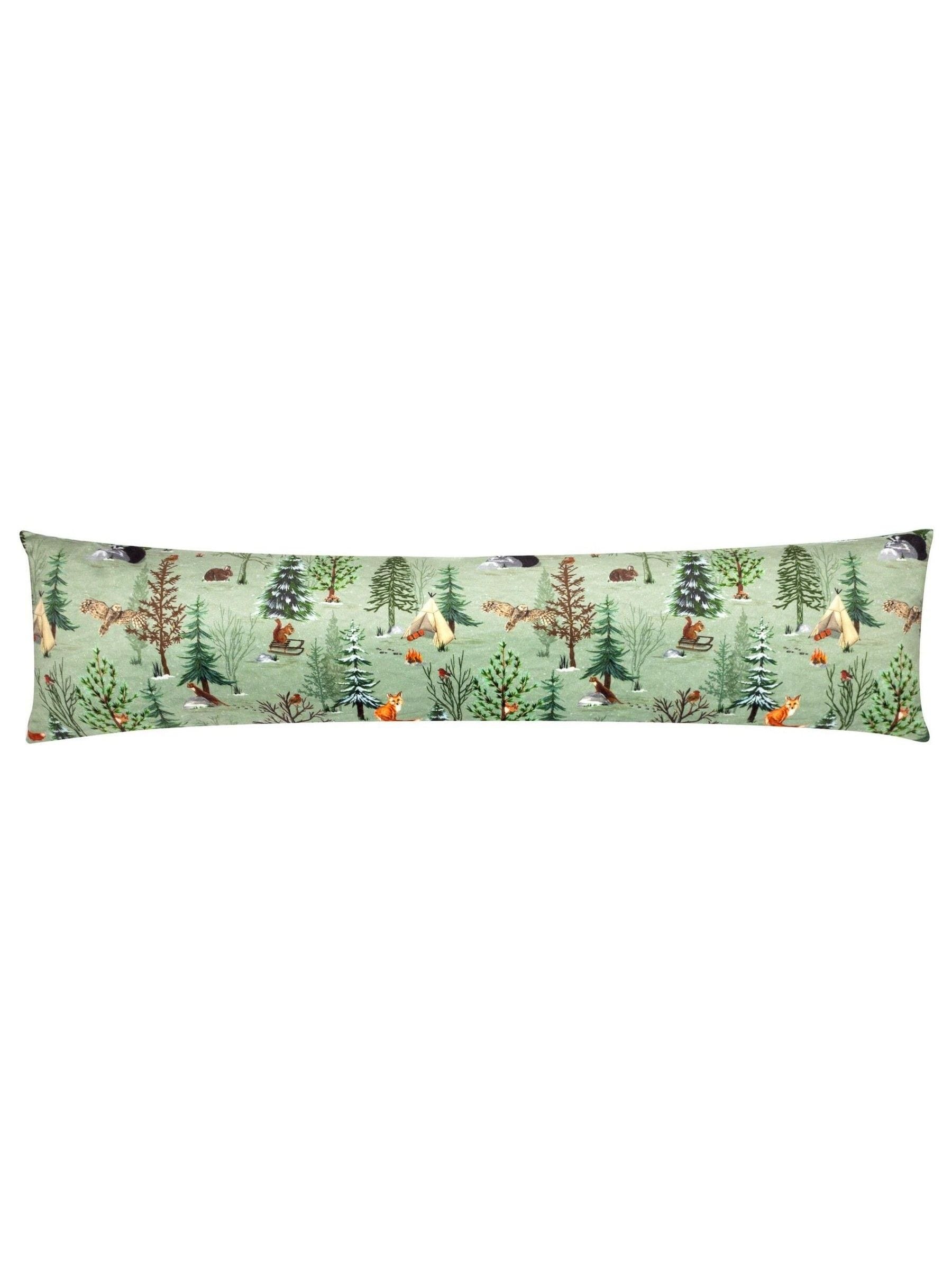 Furn Oak green lodge wood velvet draught excluder 92cm - British product