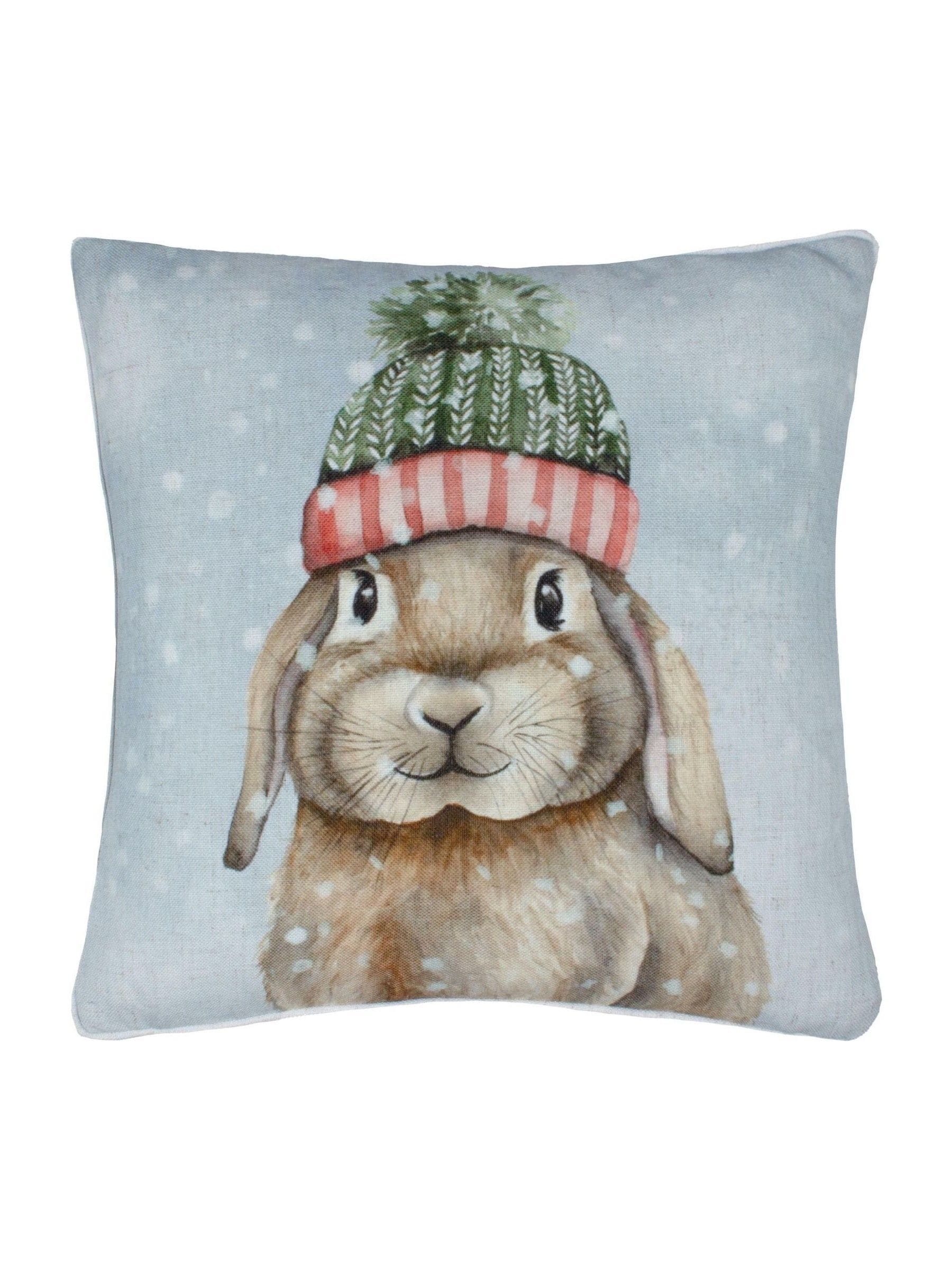 Evans Lichfield multicolour Christmas winter rabbit cushion, UK version