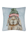 Evans Lichfield multicolour Christmas winter rabbit cushion, UK version