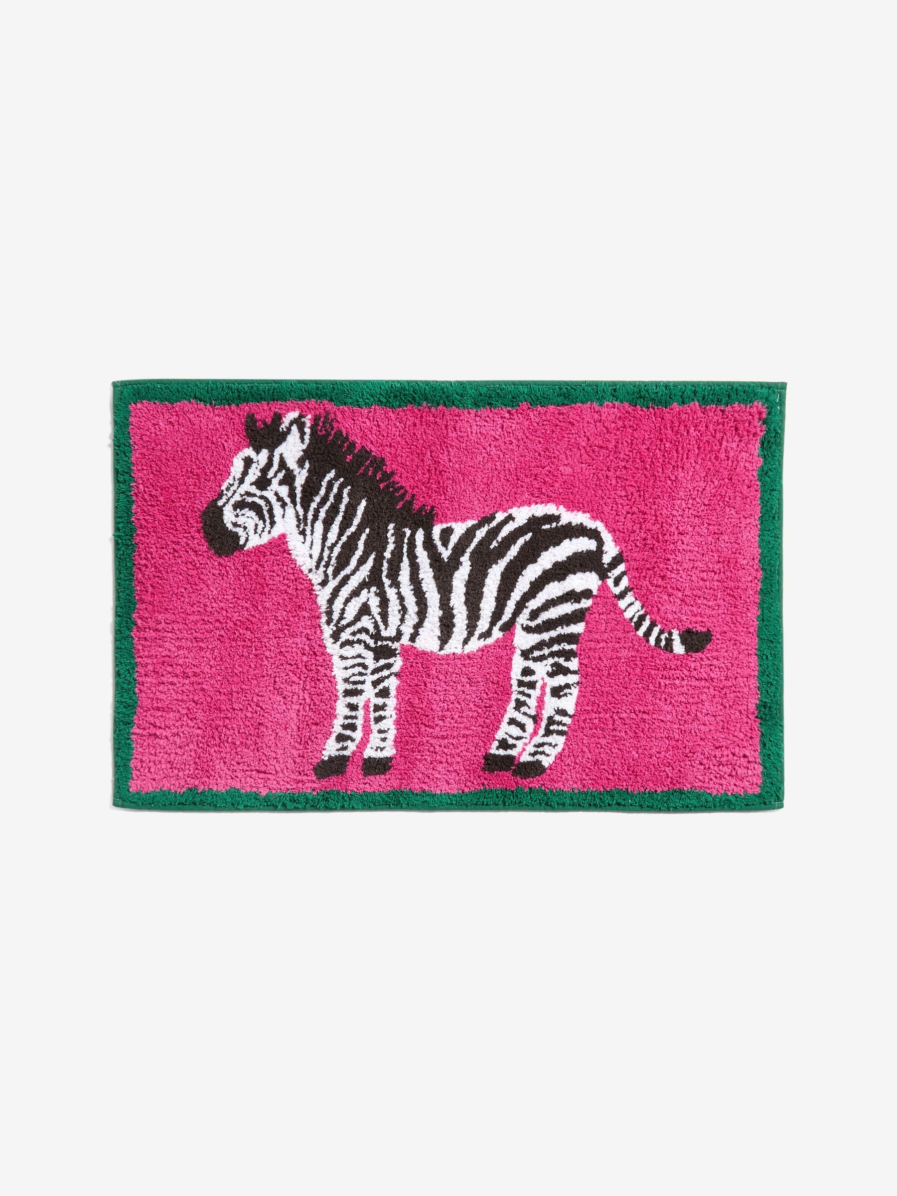 Pink Zebra 100% cotton bath mat with zebra design - British product
