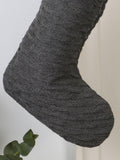 Dibor grey knit Christmas stocking personalised birch tag, UK version