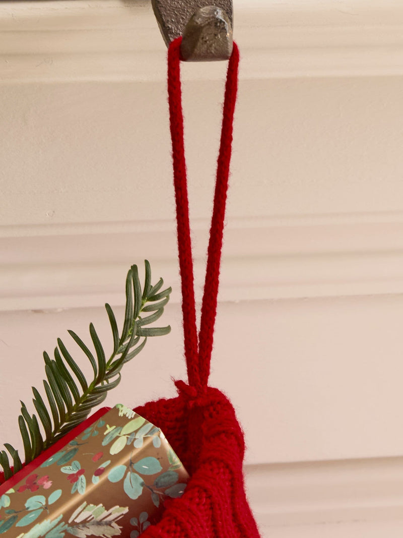 Dibor red cable knit Christmas stocking 50cm, imported from the UK