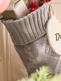 Dibor grey cable knit Christmas stocking 50cm, UK version