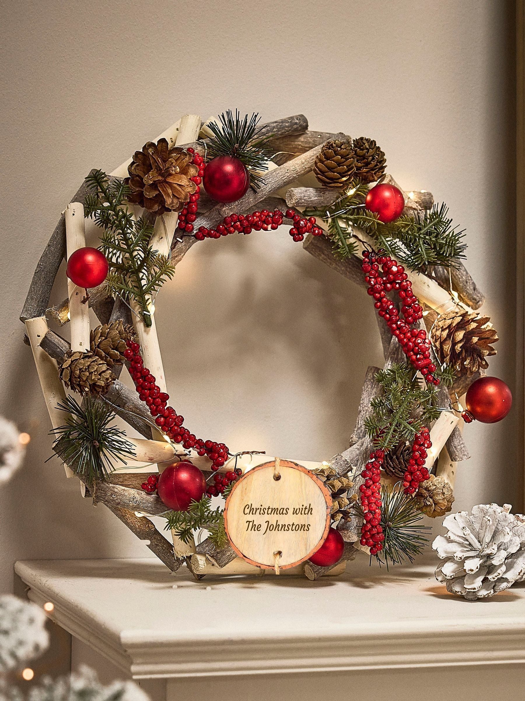 Personalisierter Dibor-Weihnachtskranz, 30 cm, importiert aus Großbritannien