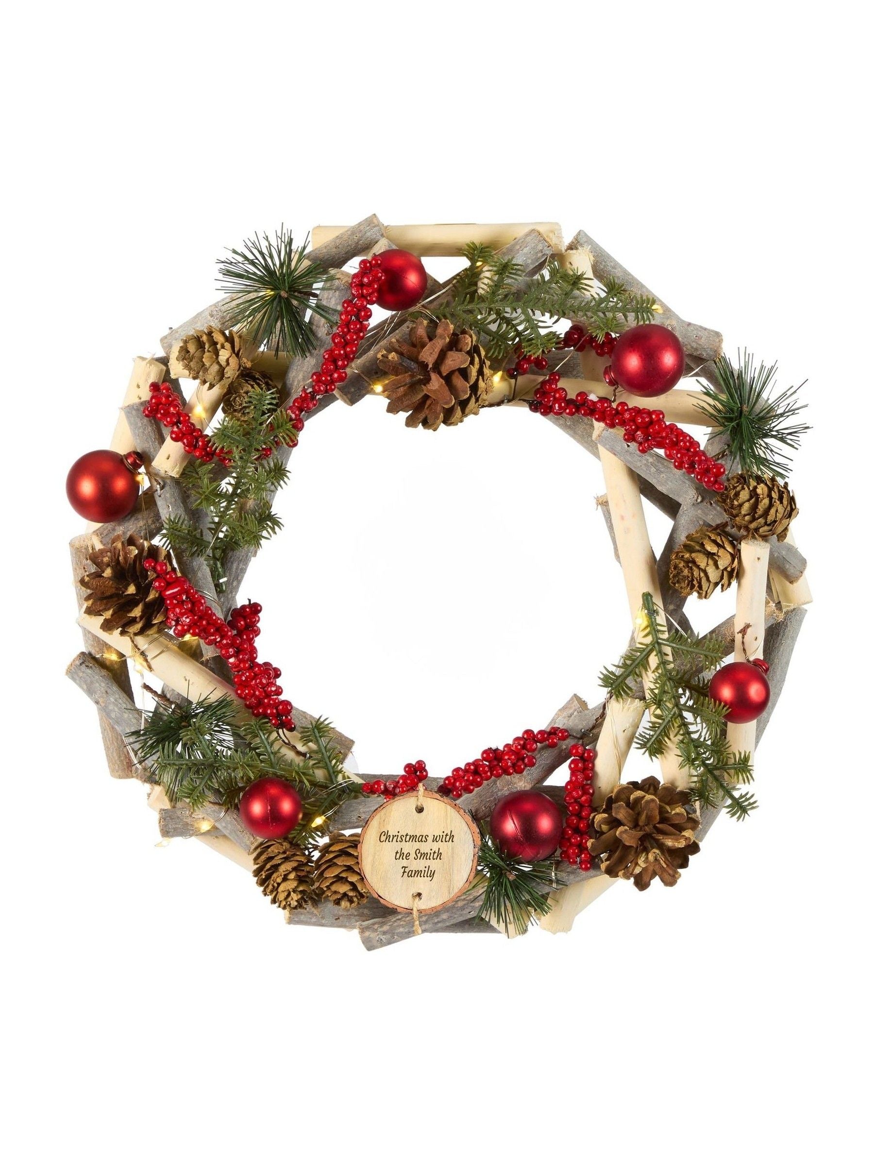 Dibor Personalised Christmas wreath 30cm, imported from the UK