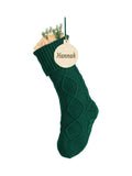 Dibor green cable knit Christmas stocking 50cm, imported from the UK