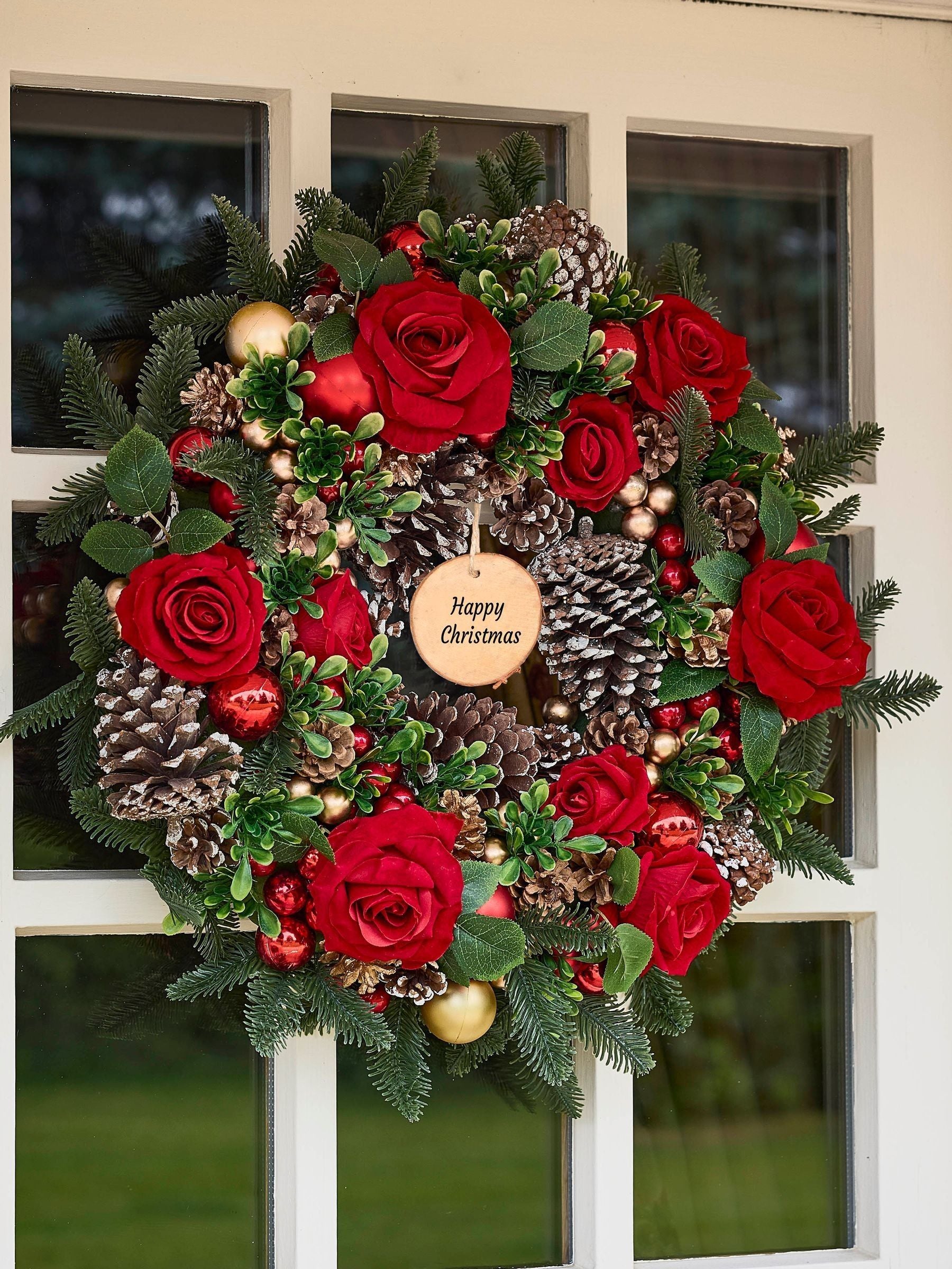 Personalised Royale Christmas Rose Wreath by Dibor