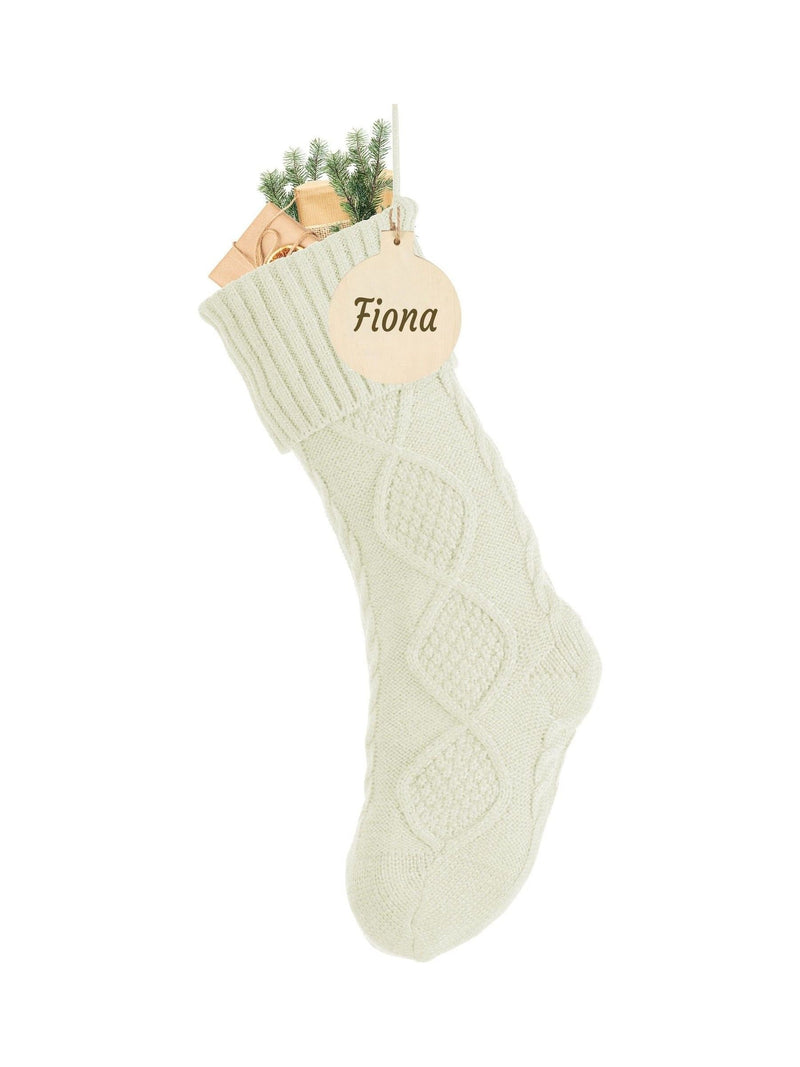 Dibor cream cable knit Christmas stocking 50cm (British brand)