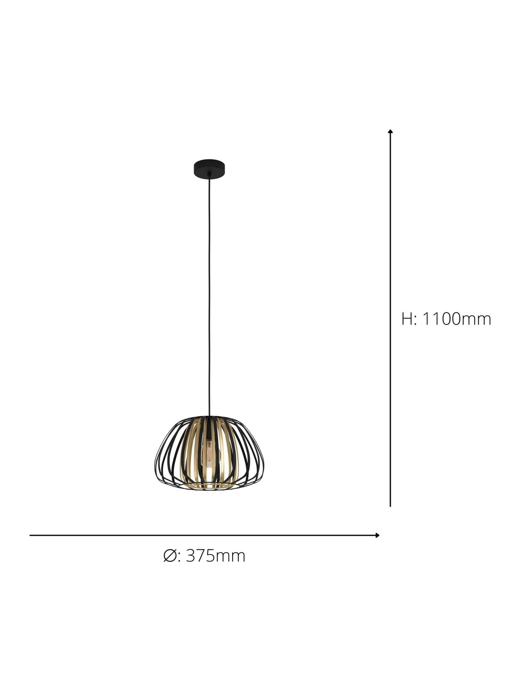 Eglo black caged pendant light 110cm, imported from the UK