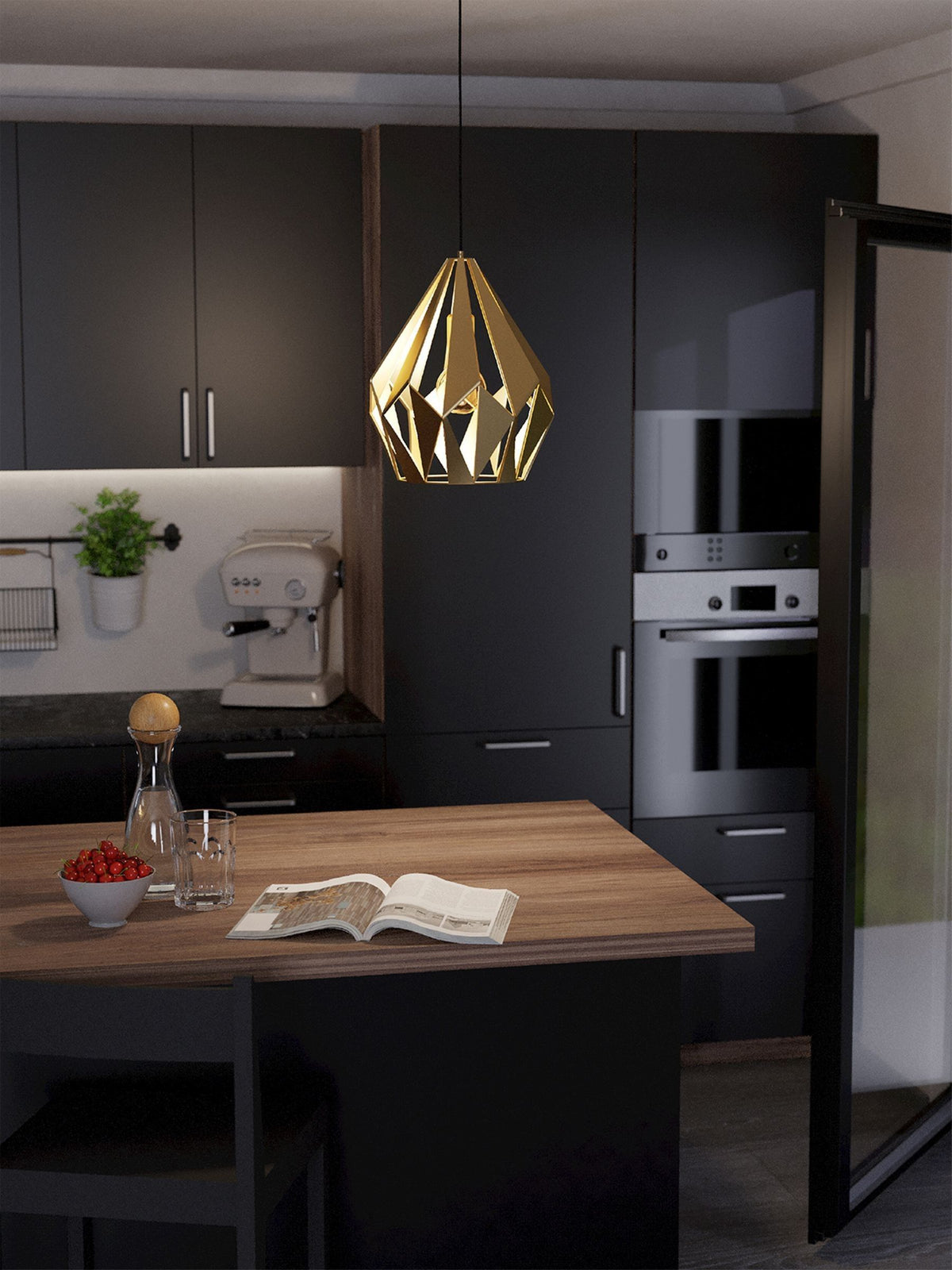 Eglo Gold Carlton pendant ceiling light 31cm (British brand)