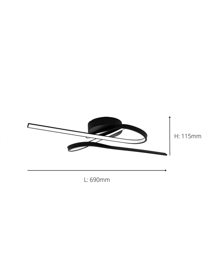 Eglo Selvina 1 black LED flush ceiling light, imported from the UK
