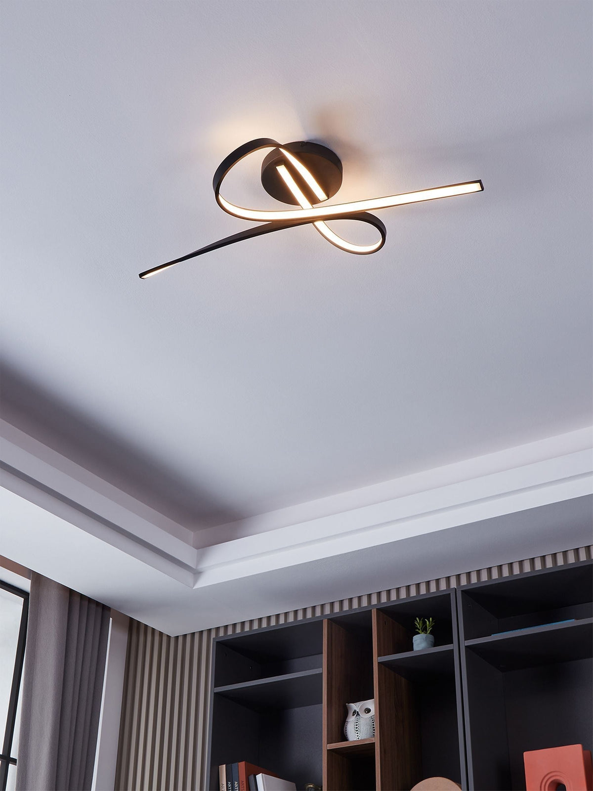 Eglo Selvina 1 black LED flush ceiling light, imported from the UK
