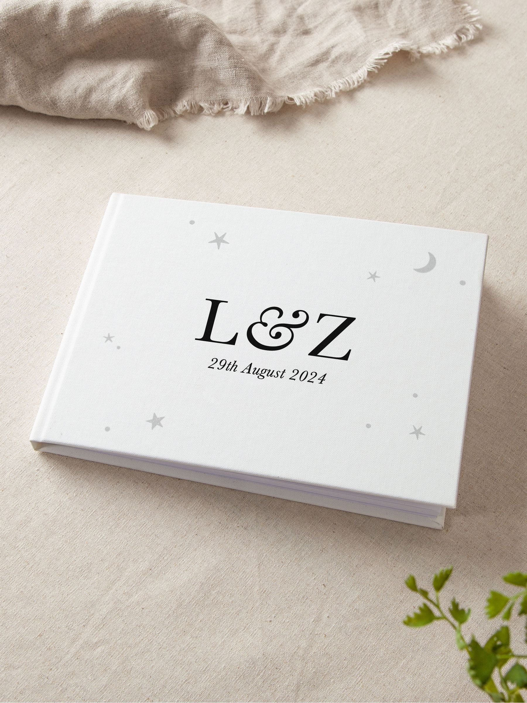 No Ordinary Gift Moon & Stars personalised wedding guest book - British product