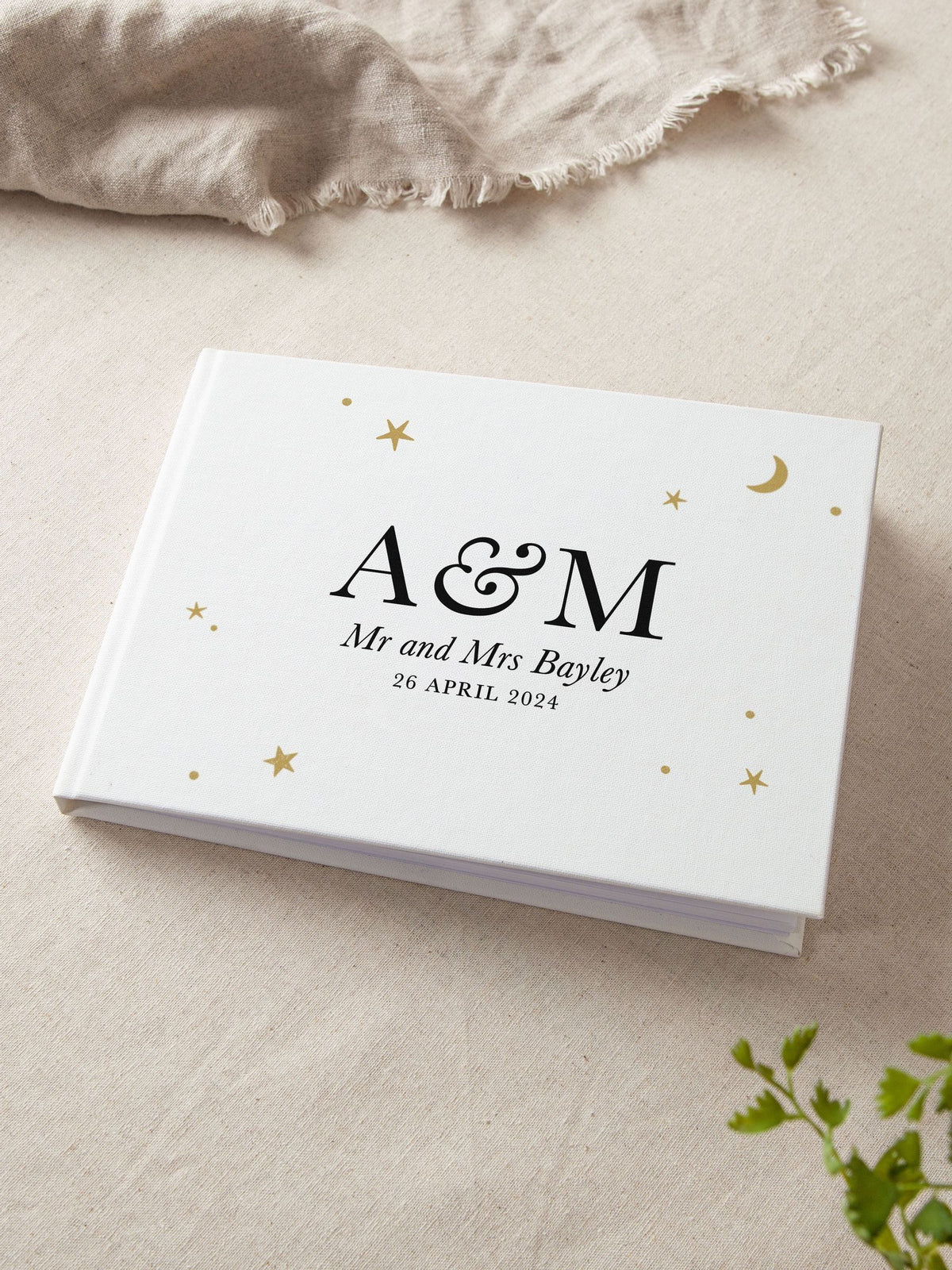 No Ordinary Gift Moon & Stars personalised wedding guest book - British product