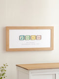 No Ordinary Gift wooden building blocks personalised baby print oak frame 18x40cm (British brand)