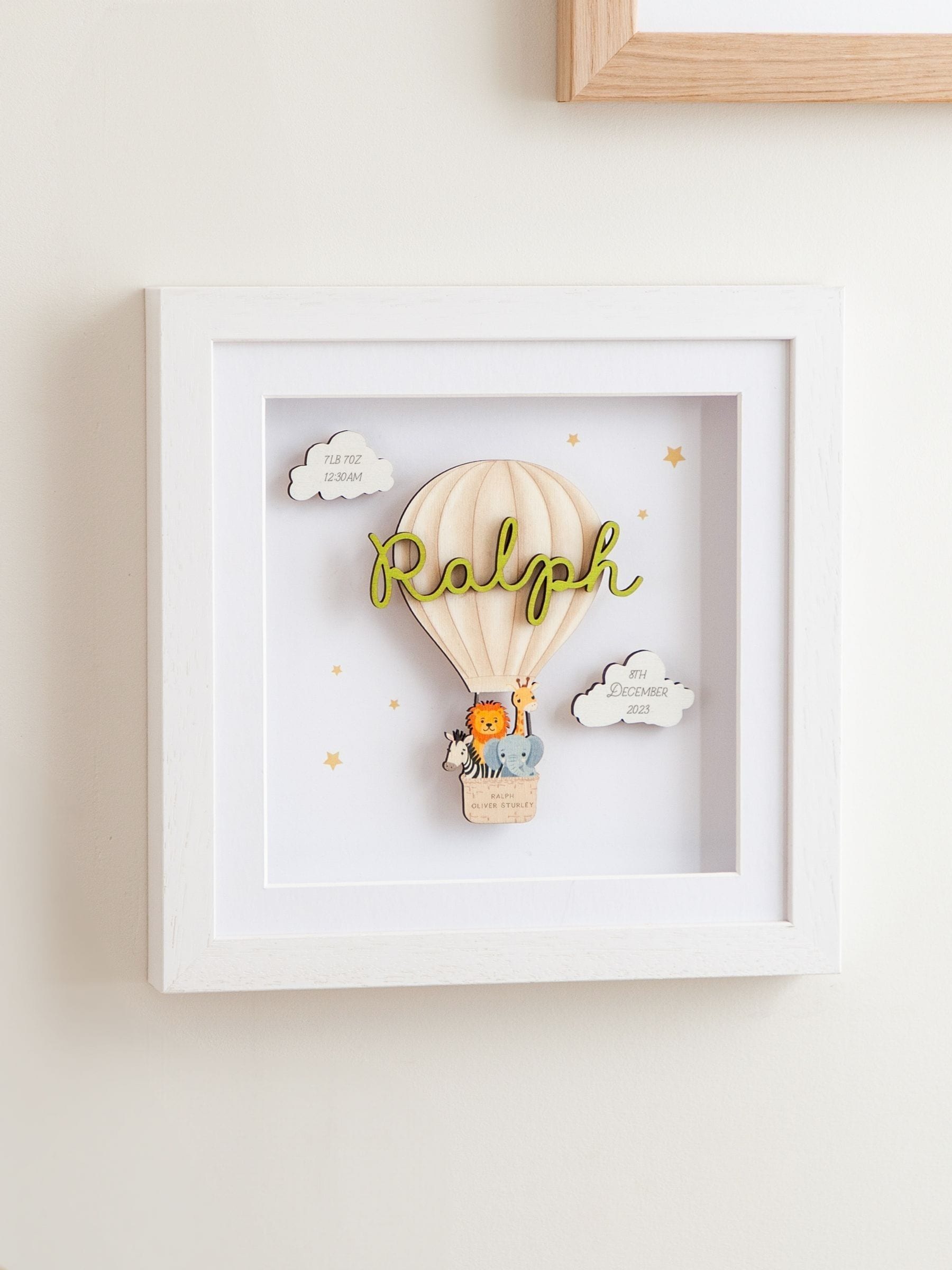 Hot Air Balloon Keepsake Print with Cut-Out Name by No Ordinary Gift