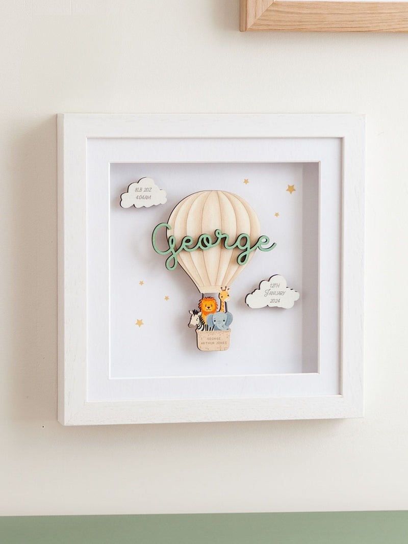 No Ordinary Gift personalised hot air balloon print 25x25cm, UK version