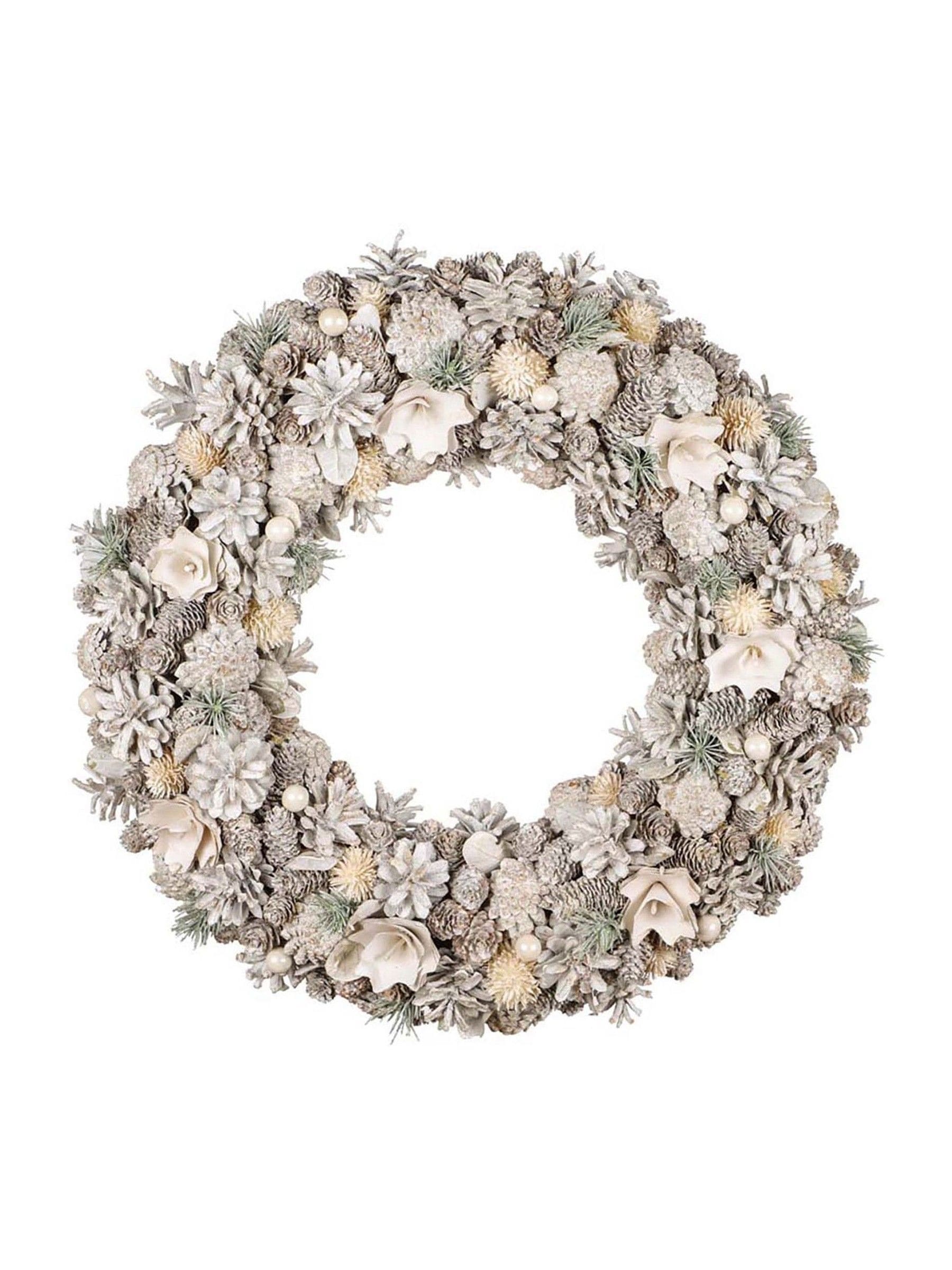 Dibor White Giant Snowy Meadow Wreath 50cm - British product