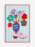 Eleanor Bowmer pink floral cowgirl boot wall art - British product