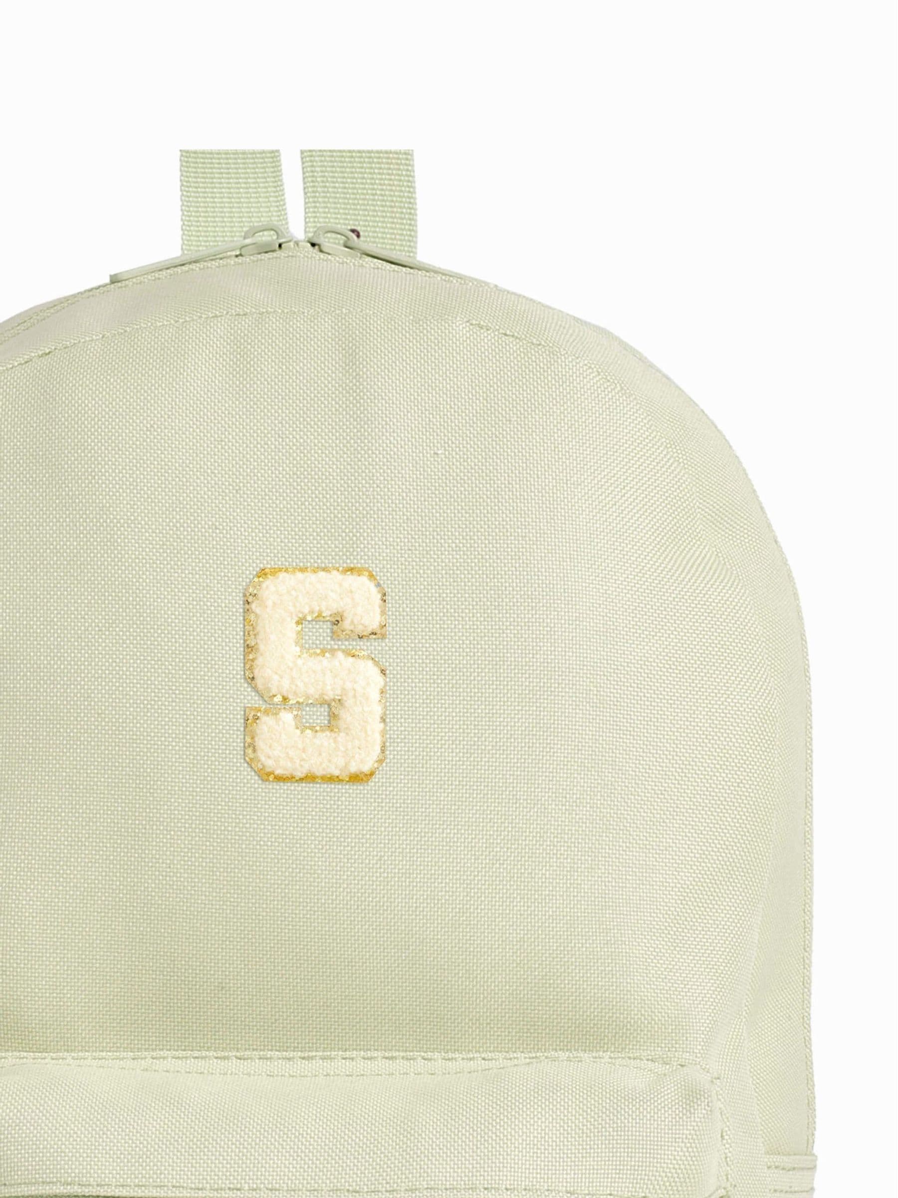 Alphabet kids green backpack with personalised initial, imported from the UK