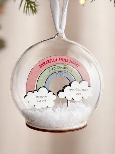 Next No Ordinary Gift Personalised Rainbow Baby First Christmas Bauble 10x10cm- Buy online at McGrocer