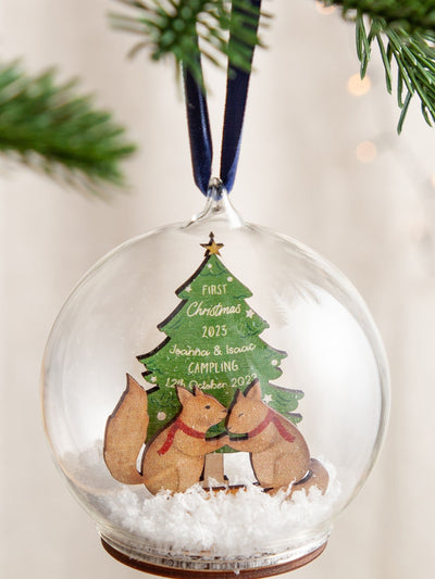 Next No Ordinary Gift Personalised Twins First Christmas Woodland Squirrels Bauble- Buy online at McGrocer