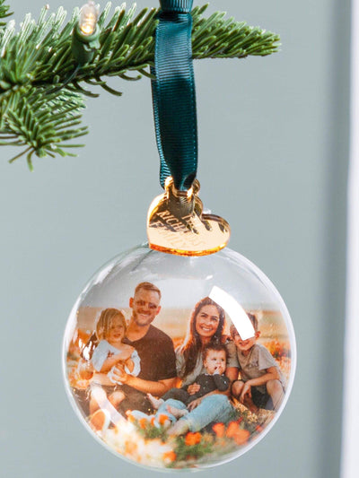 Next No Ordinary Gift Personalised Family Christmas Photo Bauble with Gold Charm- Buy online at McGrocer