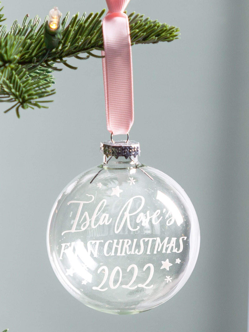 No Ordinary Gift personalised Christmas bauble baby's first British product