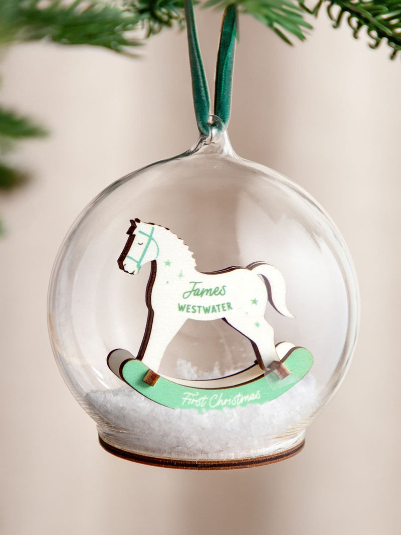 No Ordinary Gift first Christmas rocking horse bauble 10cm - British product