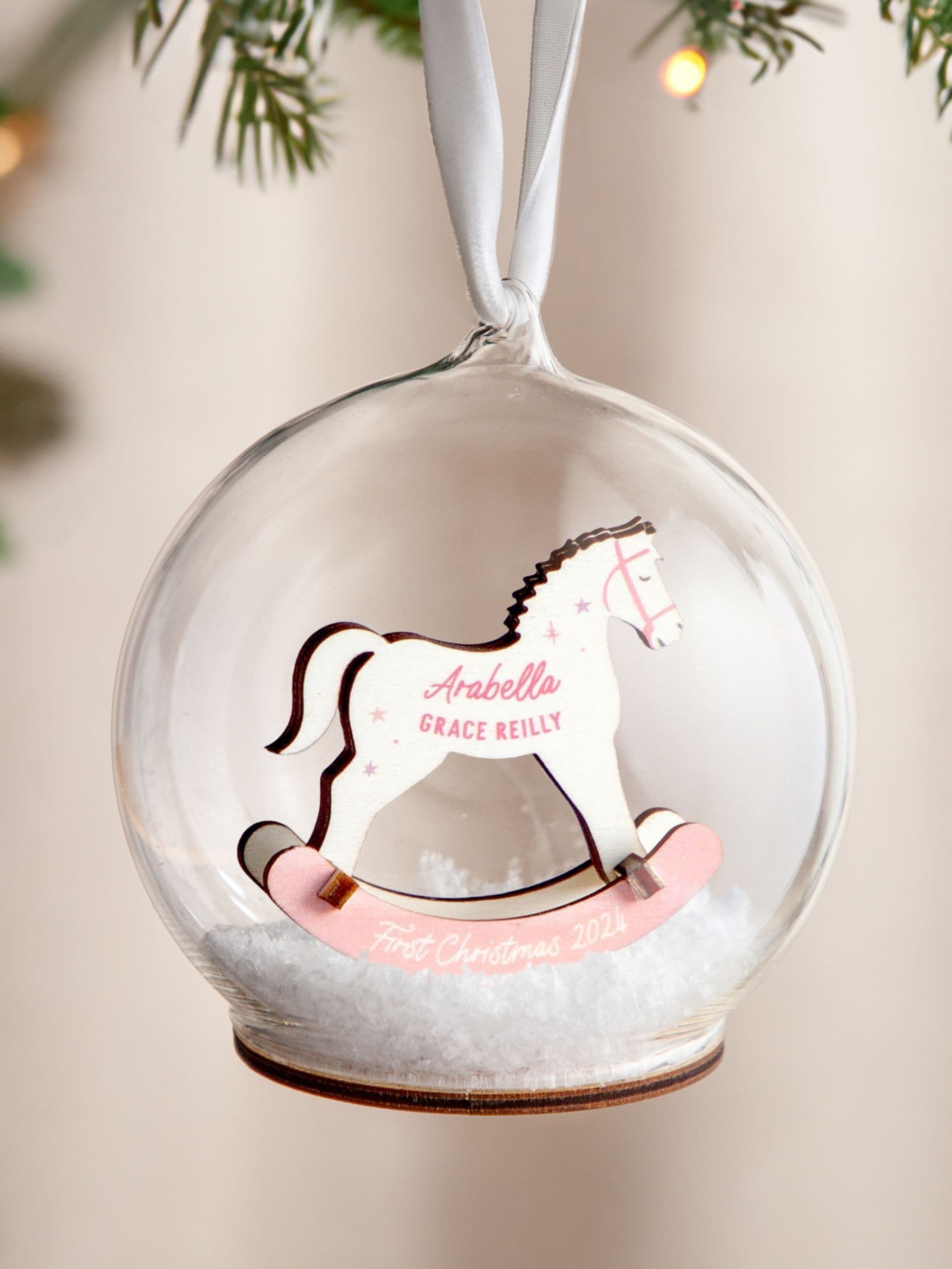 No Ordinary Gift first Christmas rocking horse bauble 10cm - British product