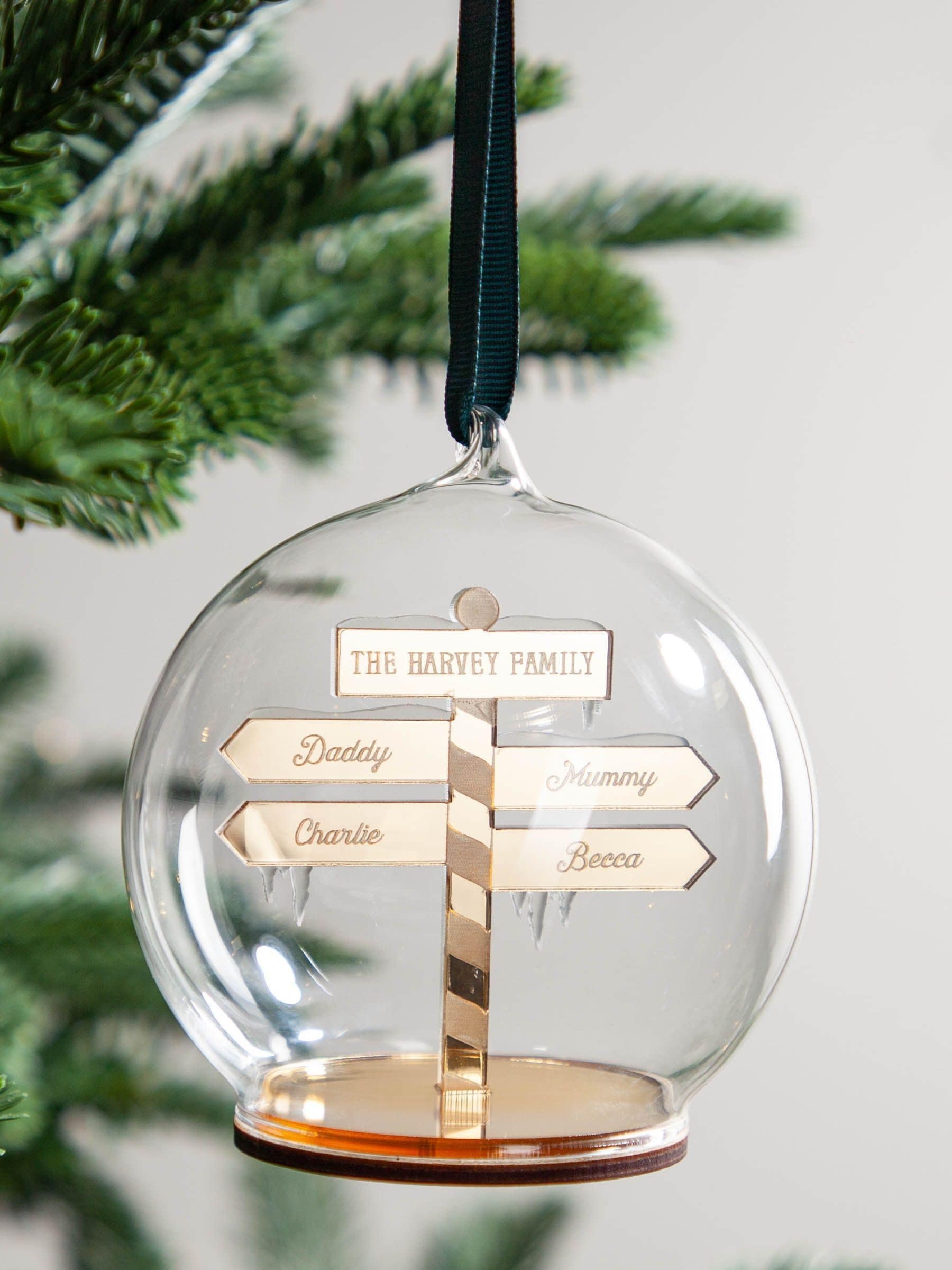 No Ordinary Gift personalised family Christmas bauble 10x10cm (British brand)
