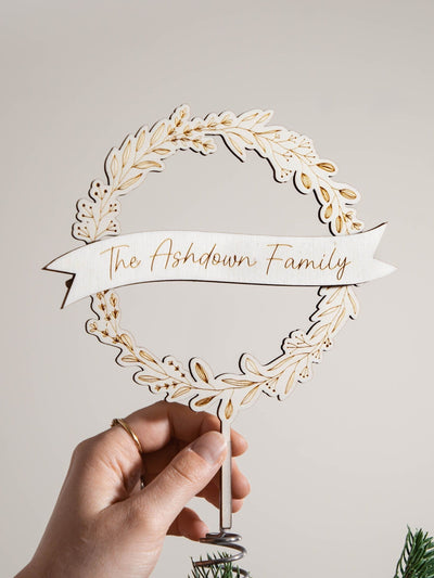 Next No Ordinary Gift Wooden Engraved Wreath Personalised Christmas Tree Topper Approx. 17x15cm- Buy online at McGrocer