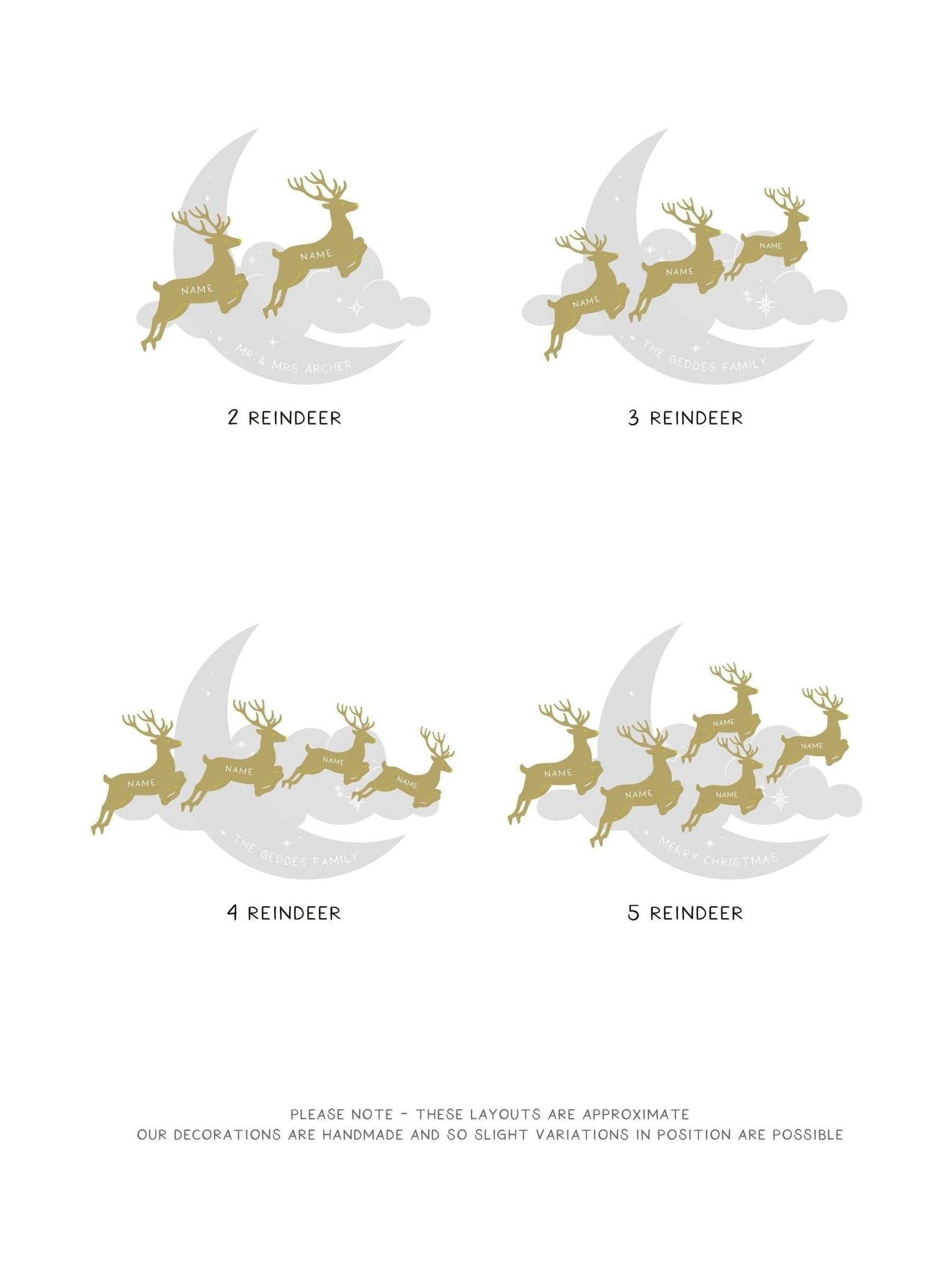 No Ordinary Gift personalised Christmas tree topper with family of reindeer (British brand)