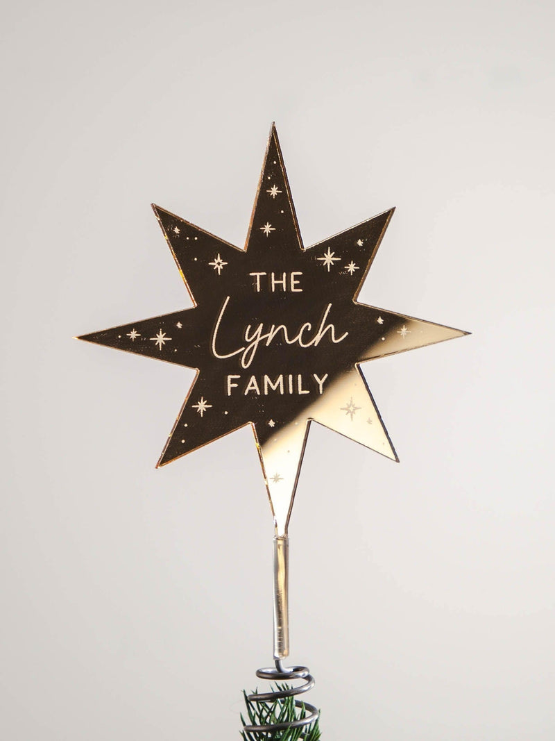 No Ordinary Gift mirror star tree topper 17.5cm, imported from the UK
