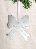 No Ordinary Gift metallic bow first Christmas decoration 7.5cm - British product