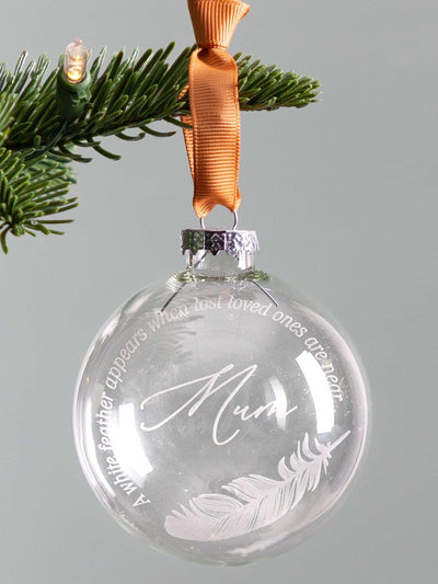 Next No Ordinary Gift Personalised Feather Memorial Christmas Bauble 8 x 8 cm- Buy online at McGrocer