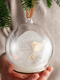 No Ordinary Gift memorial bauble with golden mirror robin (British brand)