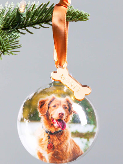 Next No Ordinary Gift Personalised Pet Photo Christmas Bauble with Mirror Bone Charm 8cm- Buy online at McGrocer
